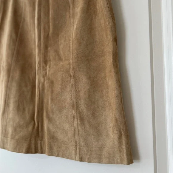 Ann Taylor Petites 100% Leather Skirt Tan Camel Size 2P - Picture 5 of 10